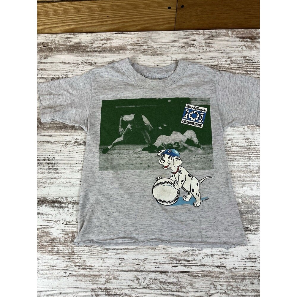 Vtg 90s Disney 101 Dalmatians Single Stitch Baseball Kids Youth T-Shirt SZ 4